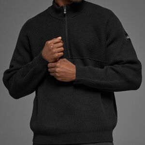 Alo Yoga Domain Shift Rib Knit 1/4 Zip Sweater Black S